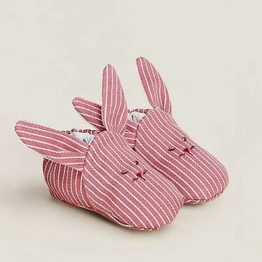 Hermes Baby Shoes in Pink and White Stripes - Picture 5 of 5